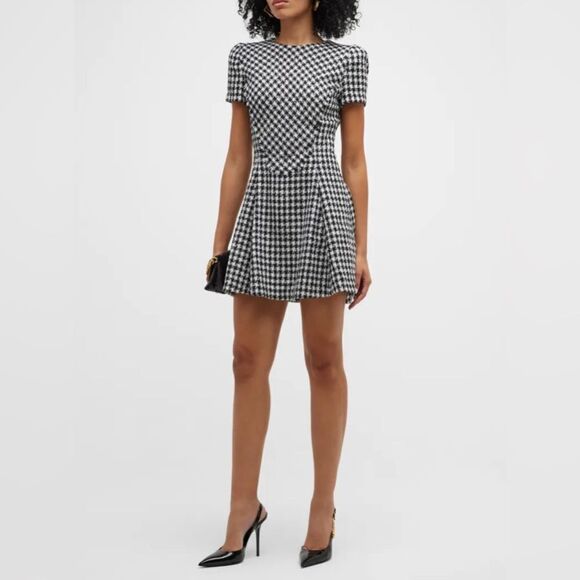 Versace Houndstooth Tweed Mini Dress size 48/us size 12 - Picture 3 of 16
